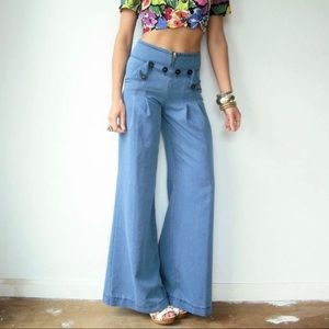 Anthropologie Elevenses Sailor Pants Wide Leg High Waisted Hi Rise Pants 4